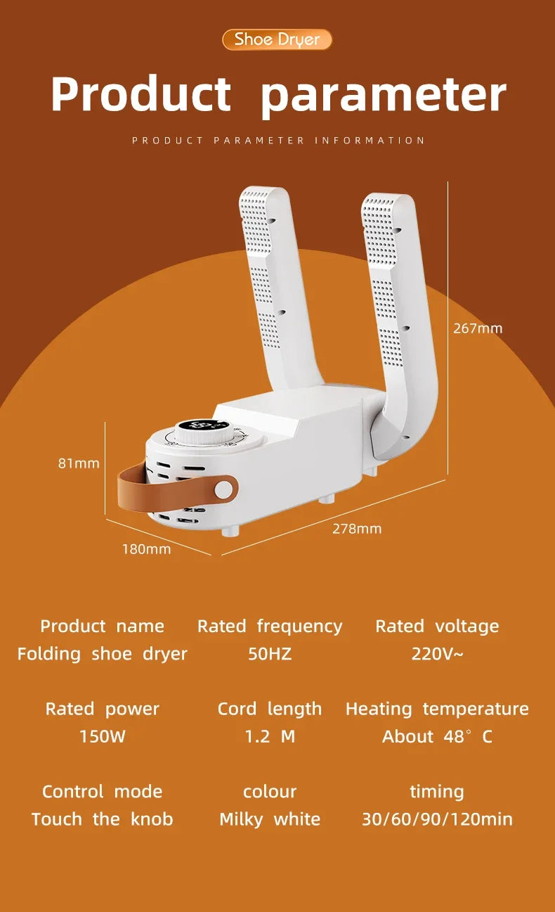 Intelligent Timer Shoe Dryer 2025– Quick Drying, Deodorizing, and Sterilizing for Fresh, Warm Shoes!