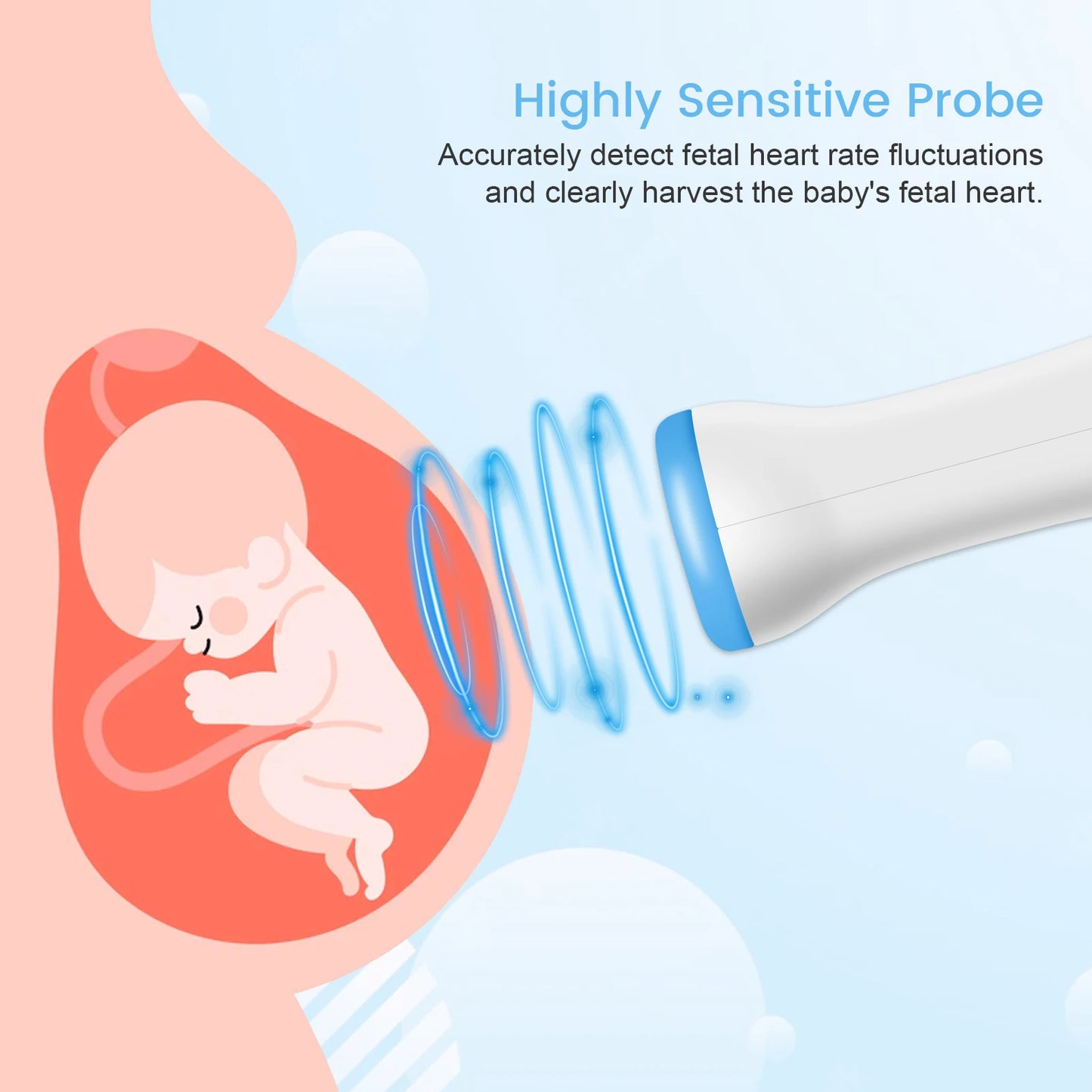 3MHz Fetal Doppler – Portable Baby Heartbeat Monitor for Home Use (Safe & Easy)