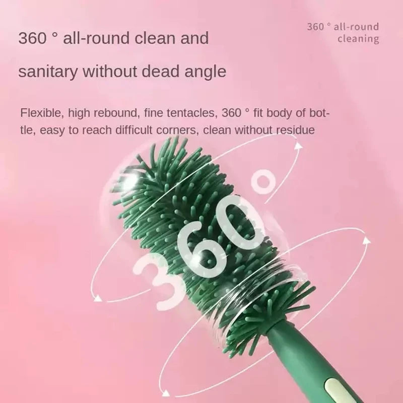 3-in-1 Silicone Baby Bottle Brush Set – BPA-Free, Soft & Hygienic Cleaning Kit