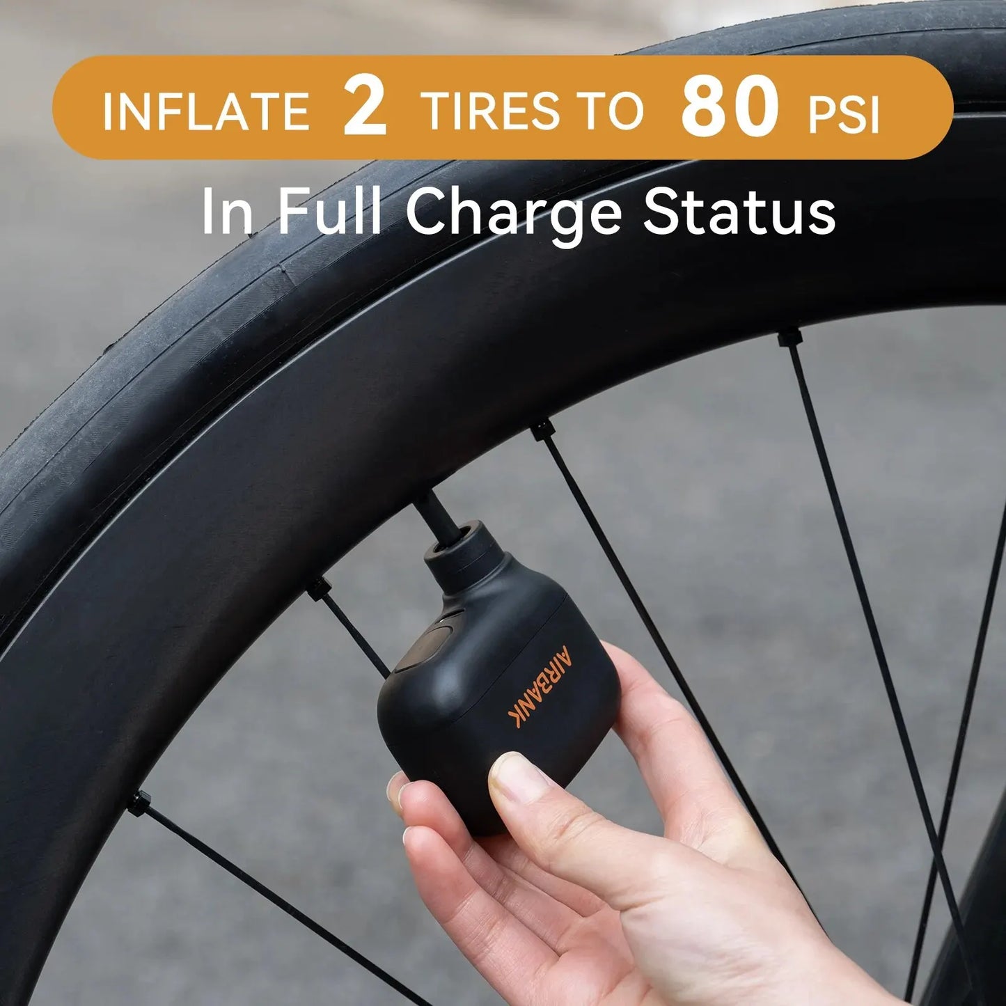 AS100 Mini Bike Pump – Rechargeable Electric Air Inflator (100PSI) – Fits Presta/Schrader Valves