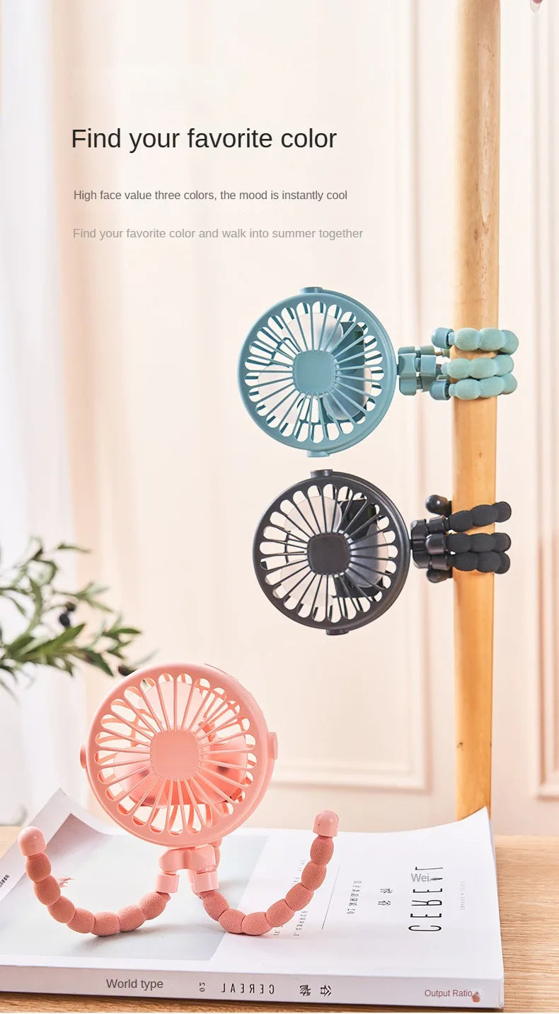 Portable Baby Stroller Fan – USB Rechargeable, 3 Speeds