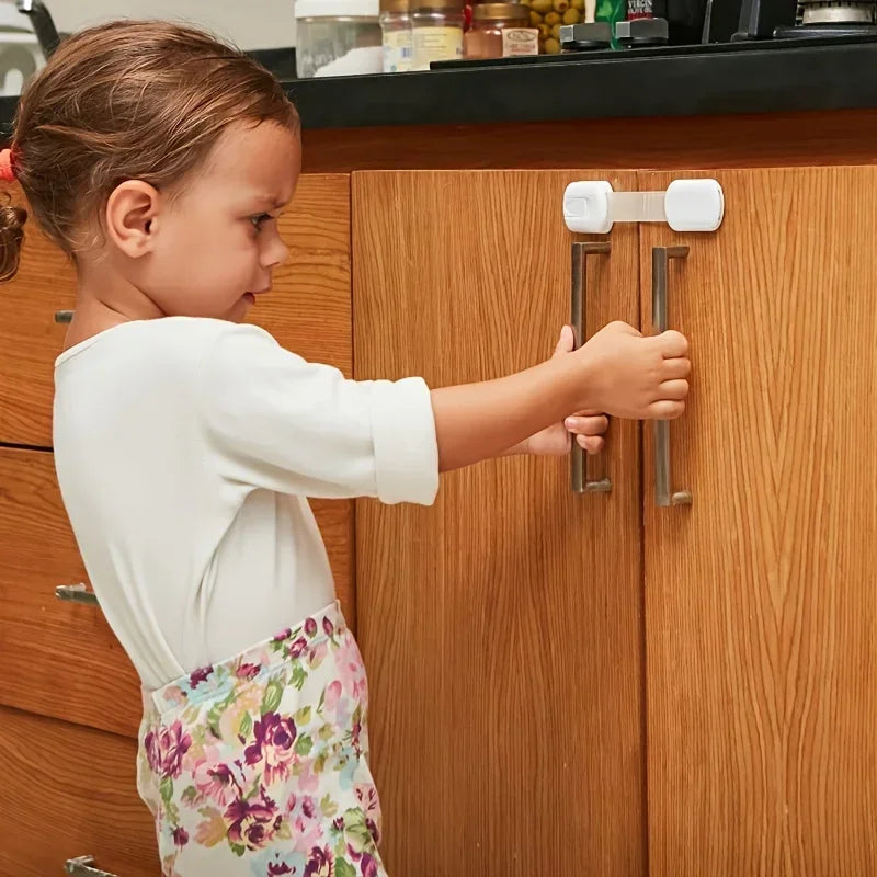 Baby Proofing Cabinet Locks (6-Pack) – Strong Adhesive Safety Latches for Drawers & Doors