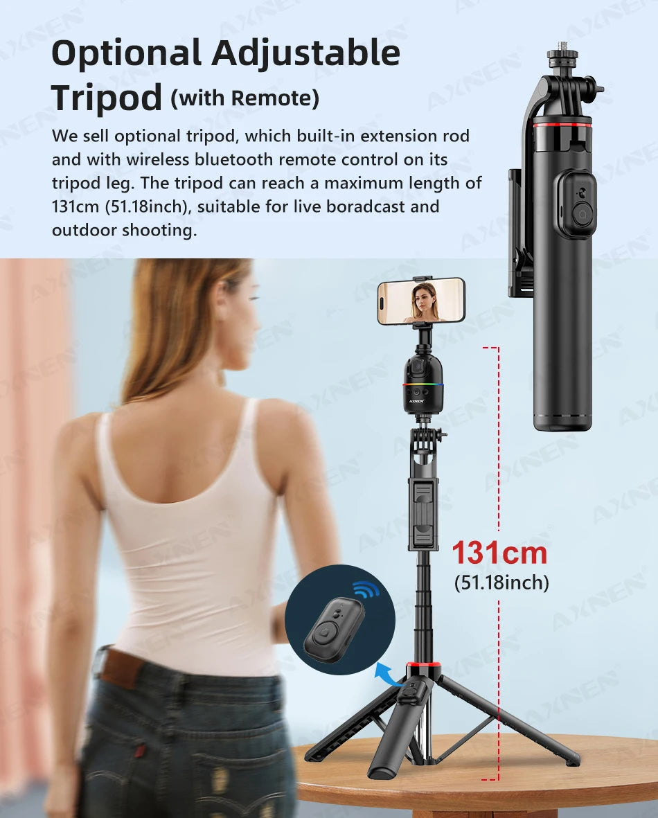 360° Auto Face Tracking Phone Holder – Foldable, Gesture-Controlled Stand for Vlogging & Live Streaming