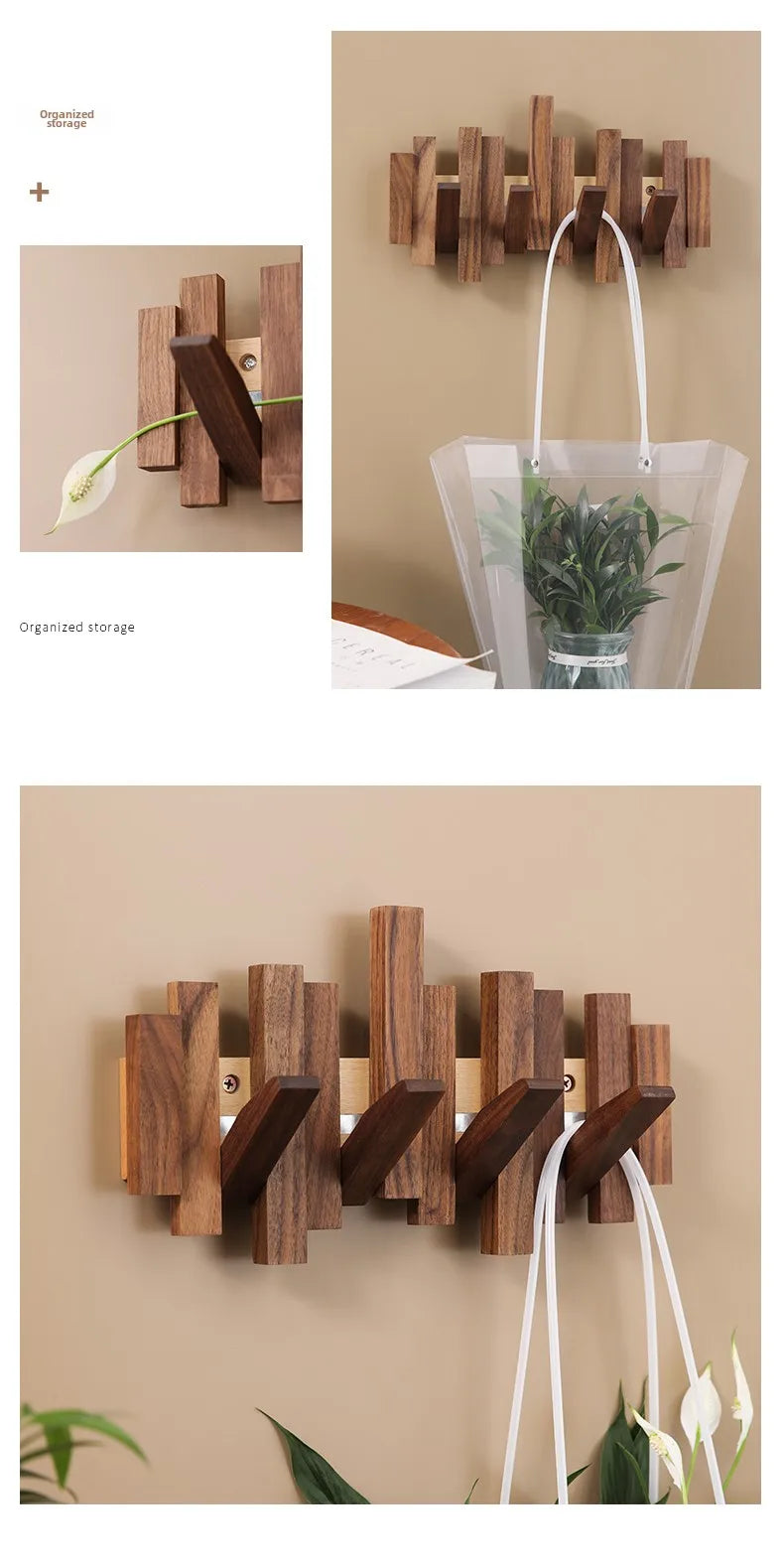 Walnut Wooden Clothes Hook – Stylish & Functional Storage!