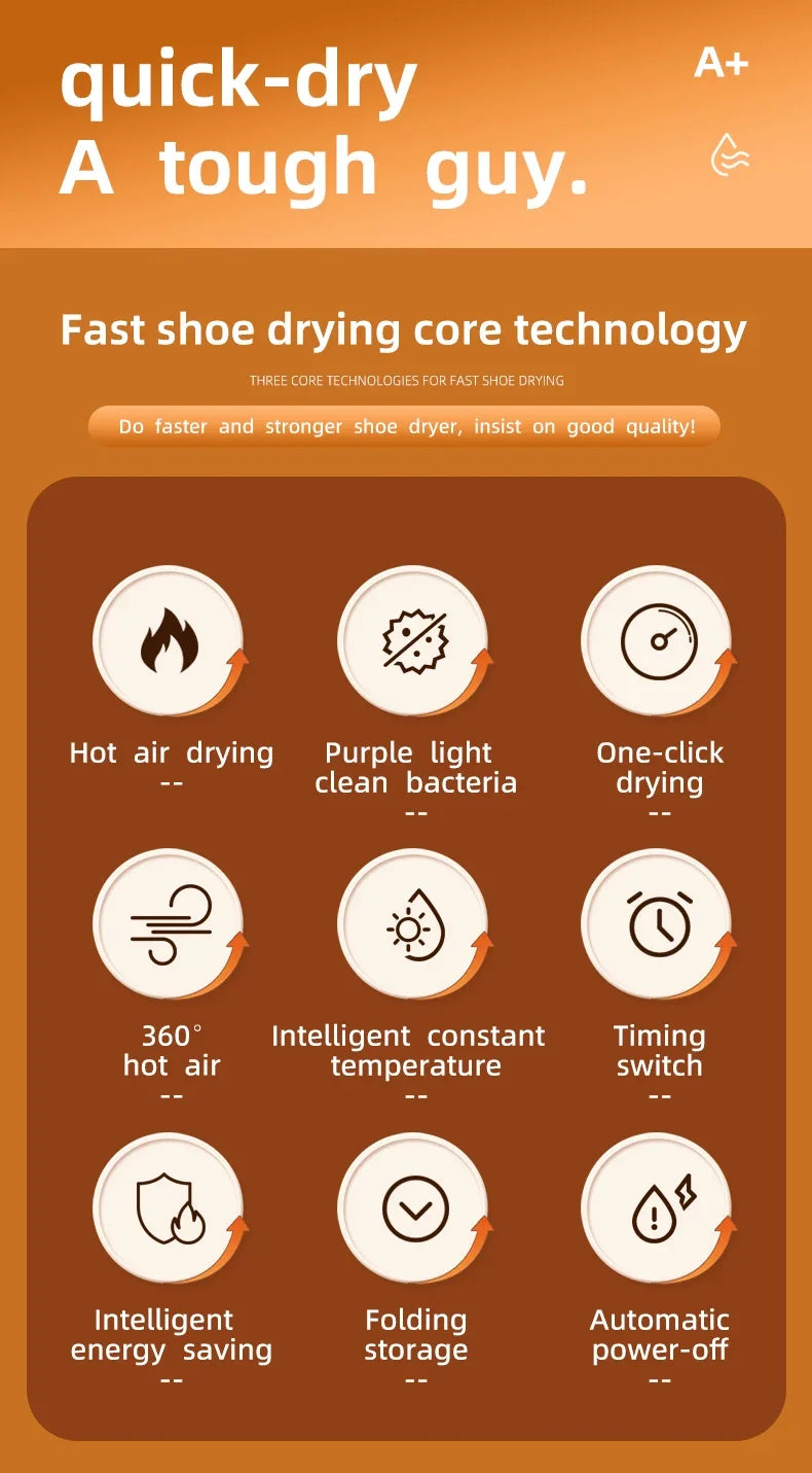 Intelligent Timer Shoe Dryer 2025– Quick Drying, Deodorizing, and Sterilizing for Fresh, Warm Shoes!