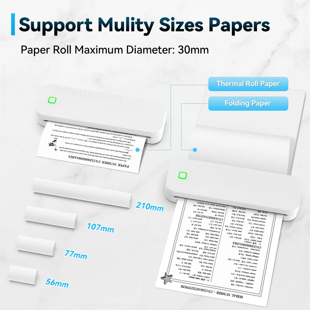 Portable Mini A4 Thermal Printer – Ink-Free Printing for On-the-Go Convenience!