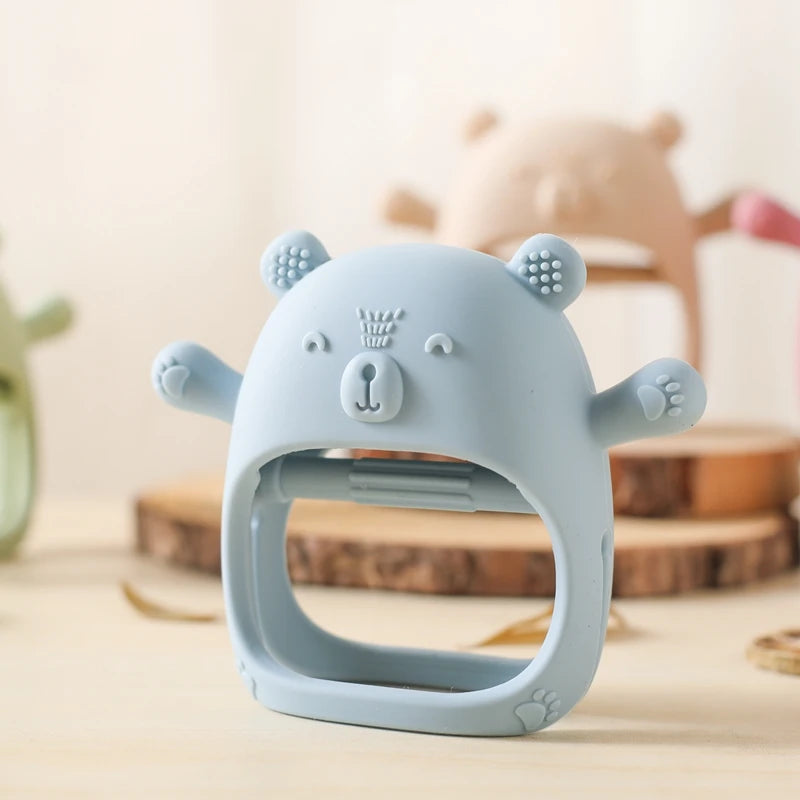 Baby Teething Mittens – BPA-Free Silicone Teether Gloves (Bear Design)