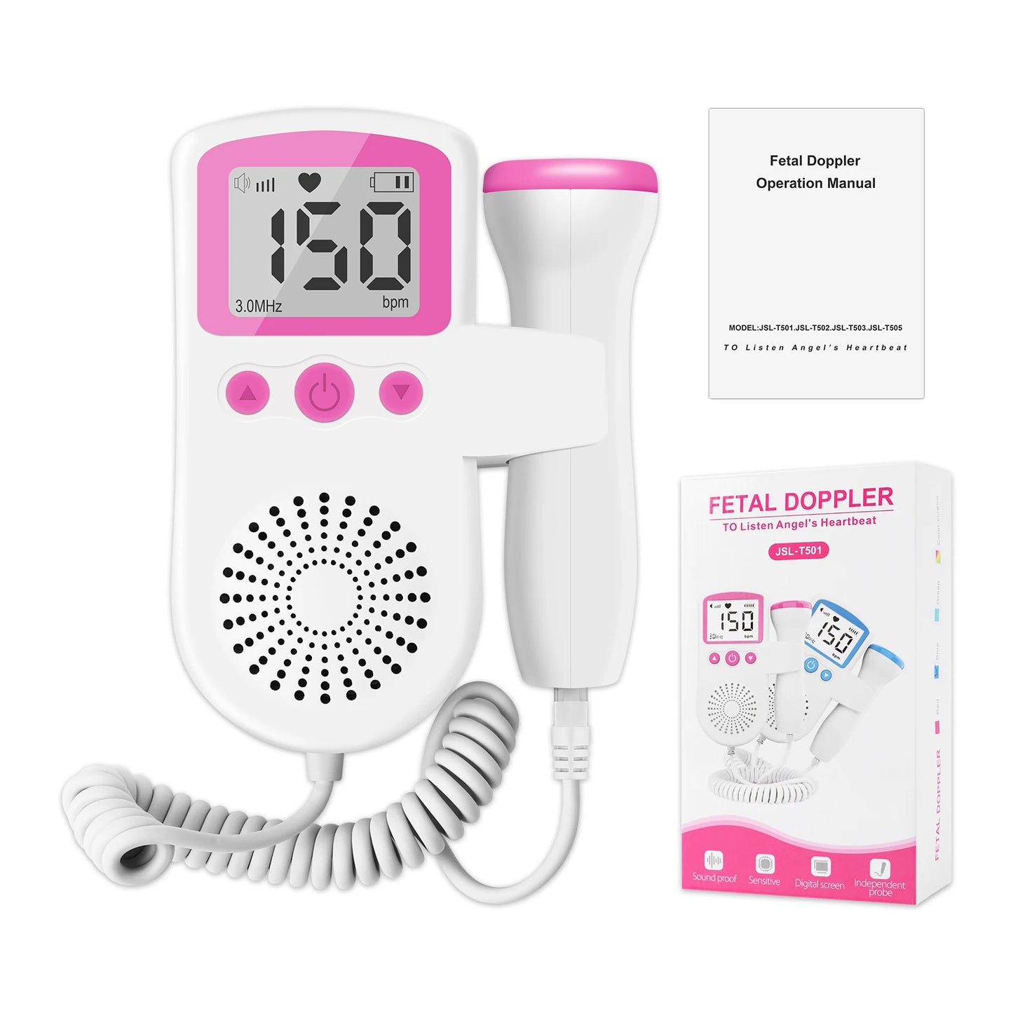 3MHz Fetal Doppler – Portable Baby Heartbeat Monitor for Home Use (Safe & Easy)