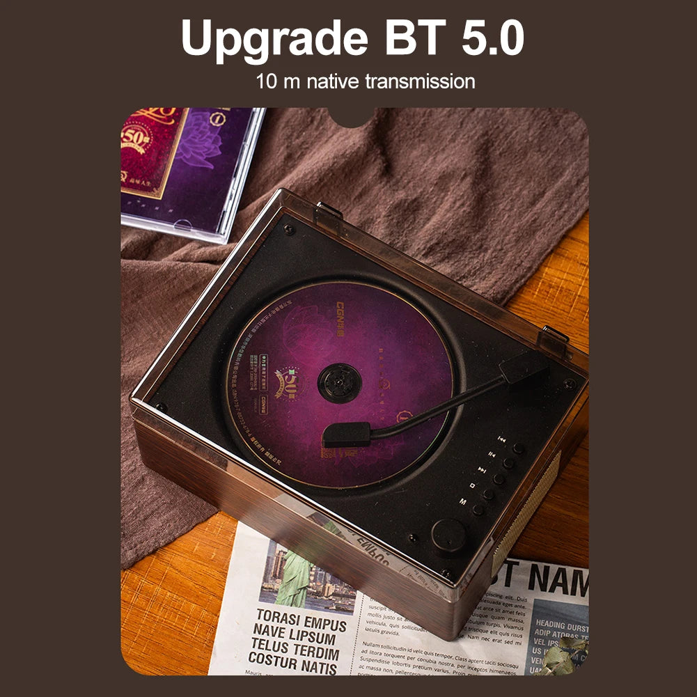 Retro CD Player – Rechargeable, Bluetooth-Compatible, and Portable Music Player
