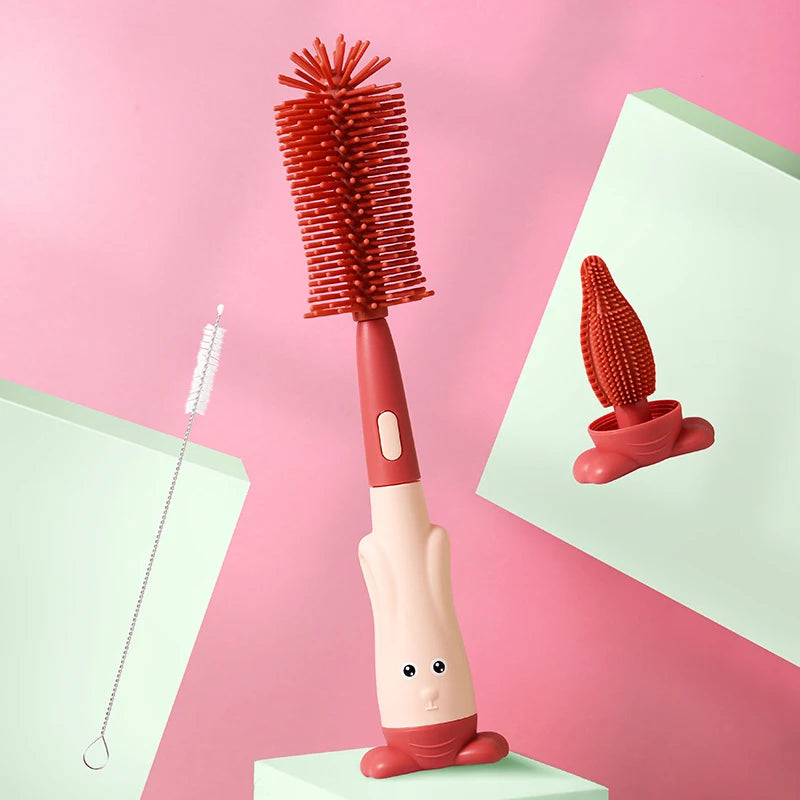 3-in-1 Silicone Baby Bottle Brush Set – BPA-Free, Soft & Hygienic Cleaning Kit