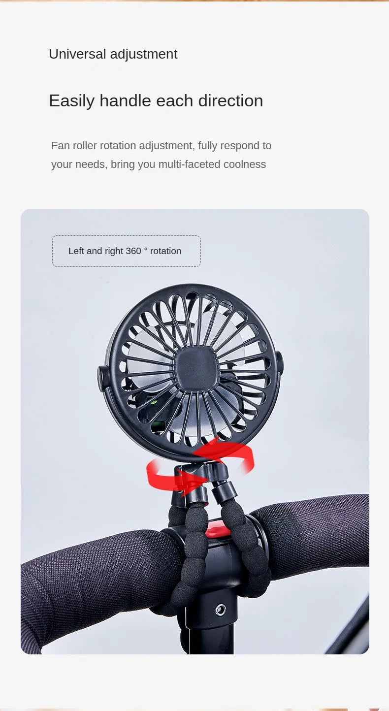 Portable Baby Stroller Fan – USB Rechargeable, 3 Speeds