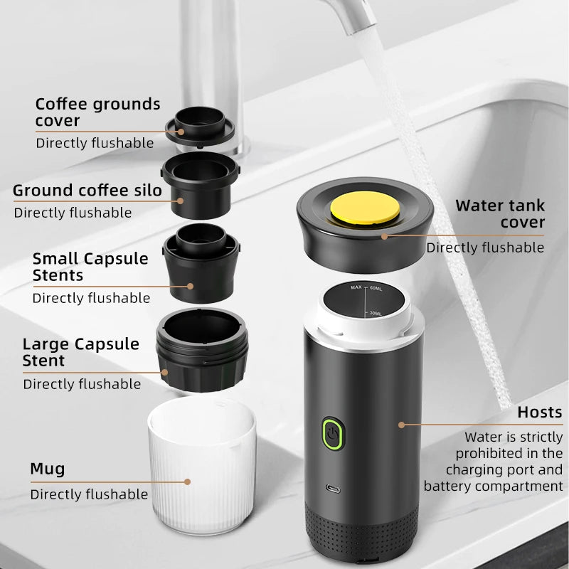 Wireless Electric Portable Espresso Coffee Machine 3 in 1 – Brew Barista-Quality Coffee Anywhere!