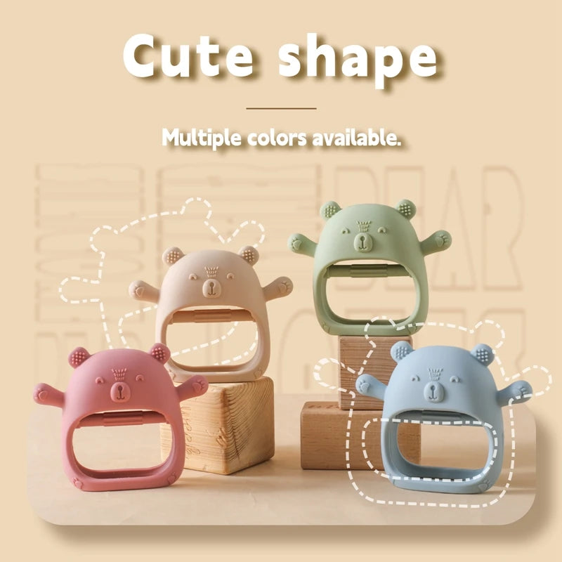 Baby Teething Mittens – BPA-Free Silicone Teether Gloves (Bear Design)
