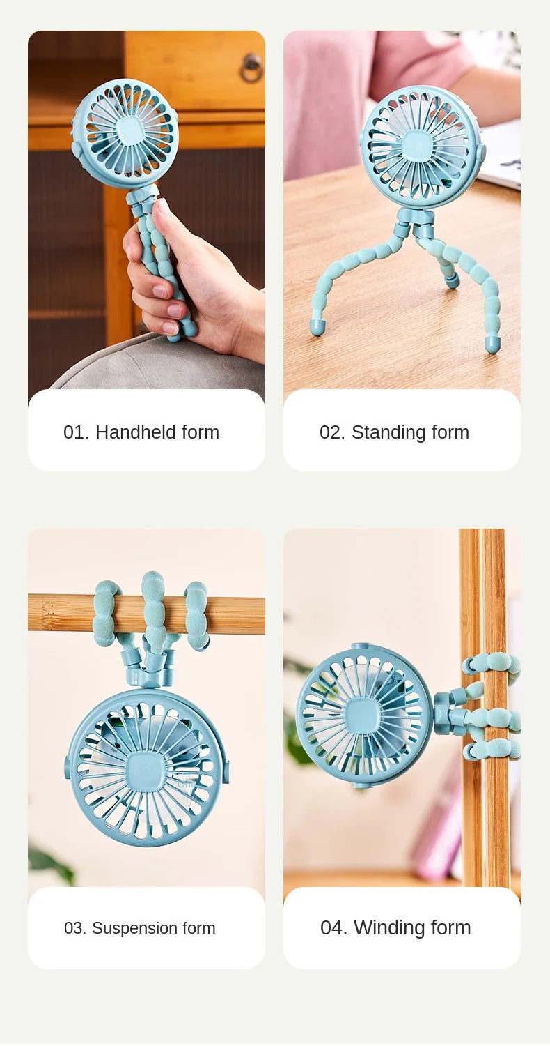 Portable Baby Stroller Fan – USB Rechargeable, 3 Speeds