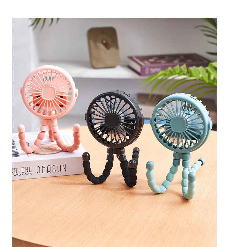 Portable Baby Stroller Fan – USB Rechargeable, 3 Speeds