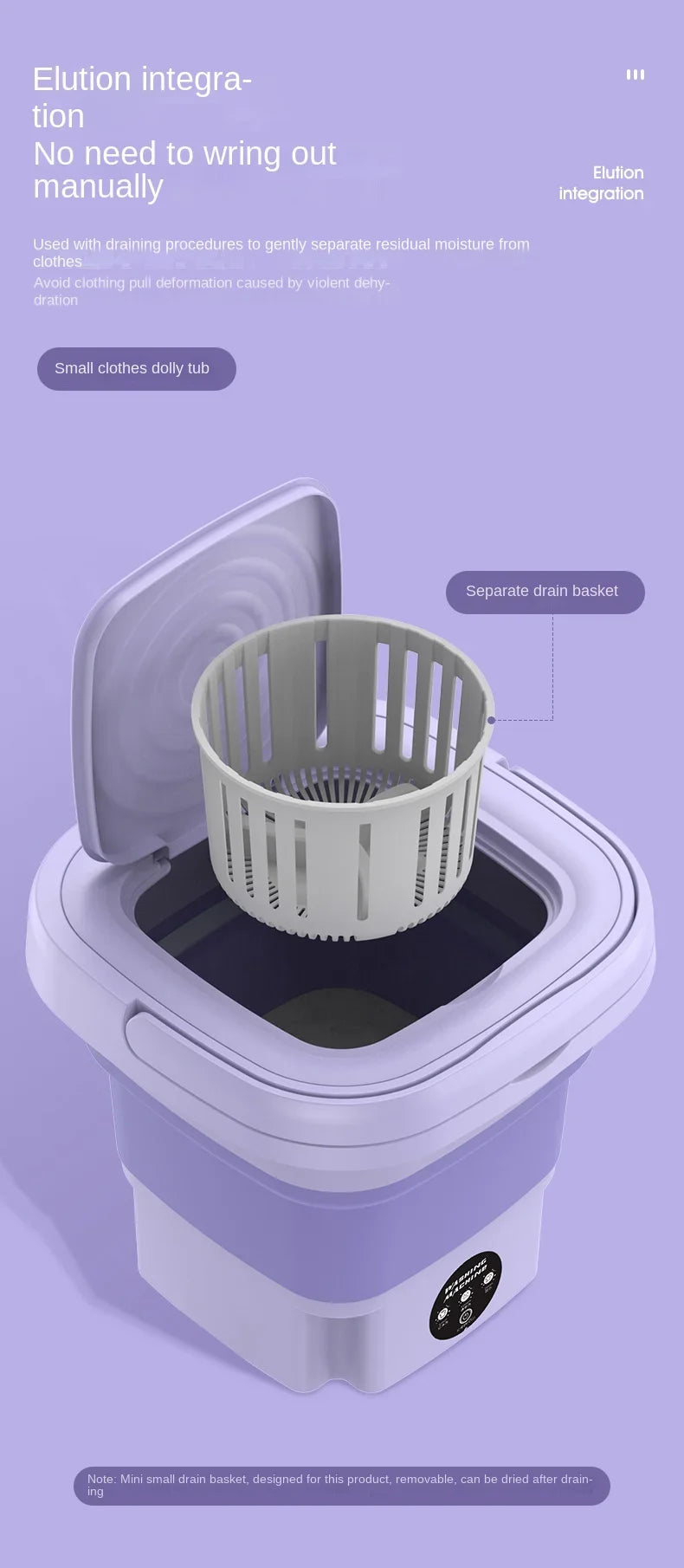 8L Portable Foldable Washing Machine with Spin Dryer – Compact and Convenient Laundry Solution!