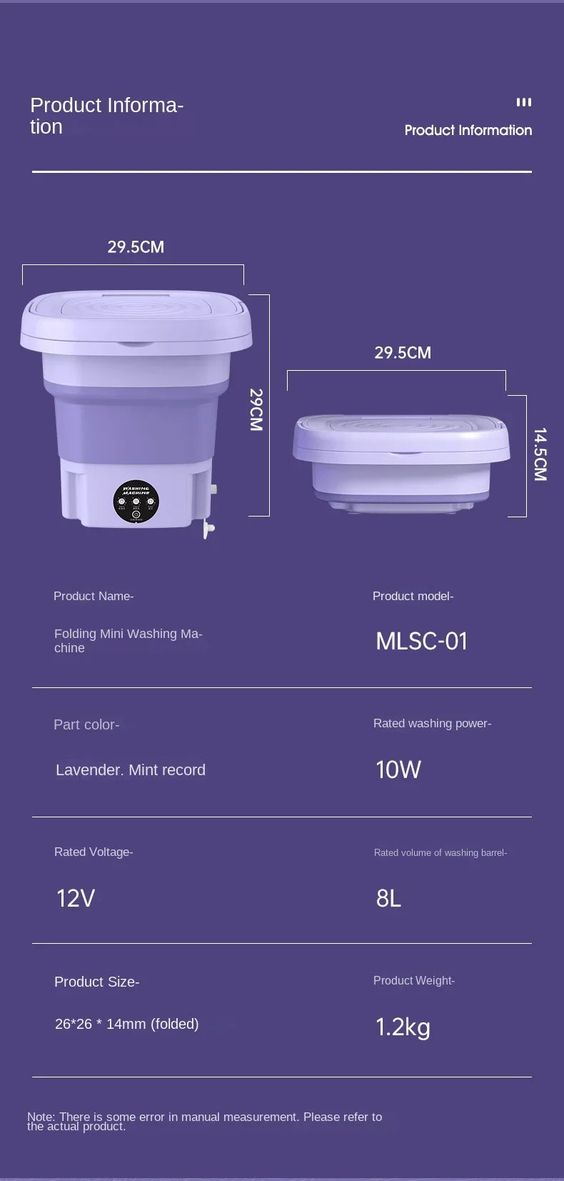 8L Portable Foldable Washing Machine with Spin Dryer – Compact and Convenient Laundry Solution!