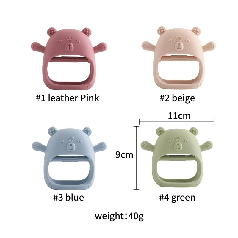 Baby Teething Mittens – BPA-Free Silicone Teether Gloves (Bear Design)
