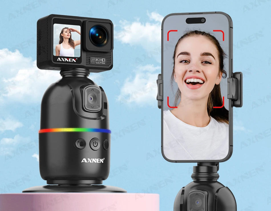 360° Auto Face Tracking Phone Holder – Foldable, Gesture-Controlled Stand for Vlogging & Live Streaming