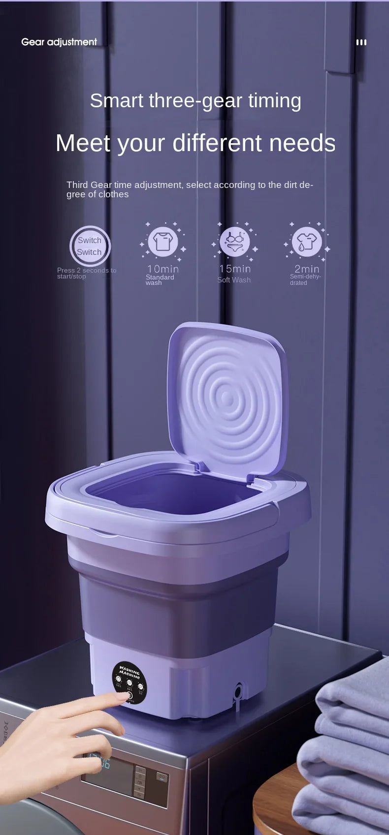 8L Portable Foldable Washing Machine with Spin Dryer – Compact and Convenient Laundry Solution!