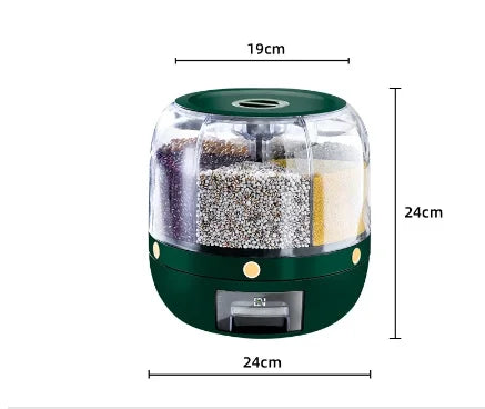 360° Rotating Rice & Grain Dispenser – Smart, Sealed Kitchen Storage