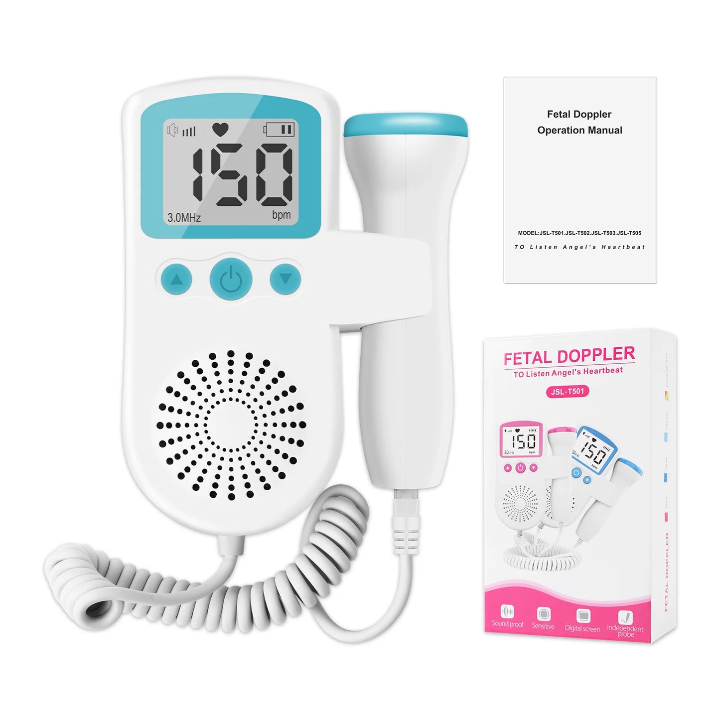 3MHz Fetal Doppler – Portable Baby Heartbeat Monitor for Home Use (Safe & Easy)
