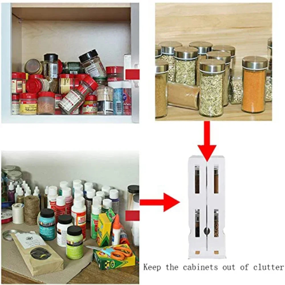 2-Tier Rotating Spice Organizer Rack – Maximize Your Kitchen Storage Space!