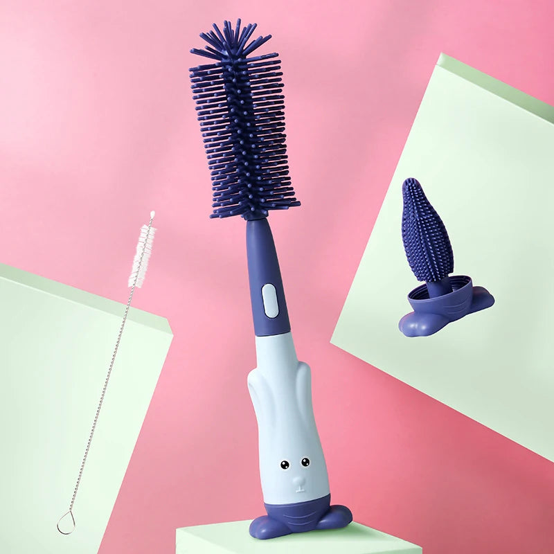 3-in-1 Silicone Baby Bottle Brush Set – BPA-Free, Soft & Hygienic Cleaning Kit