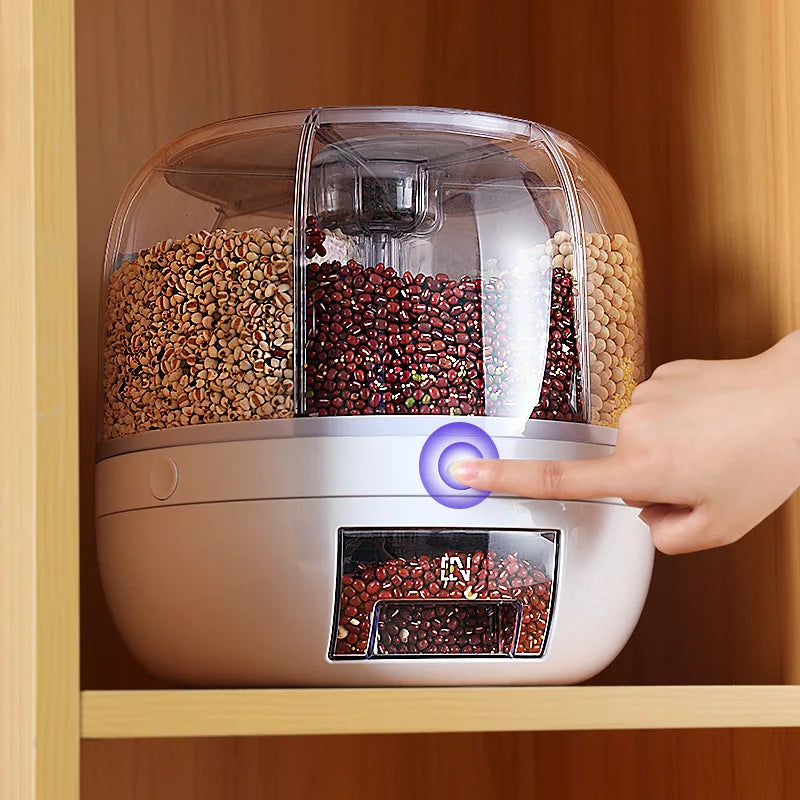 360° Rotating Rice & Grain Dispenser – Smart, Sealed Kitchen Storage