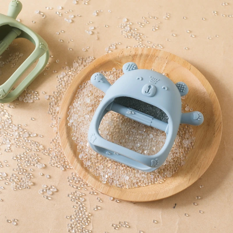 Baby Teething Mittens – BPA-Free Silicone Teether Gloves (Bear Design)