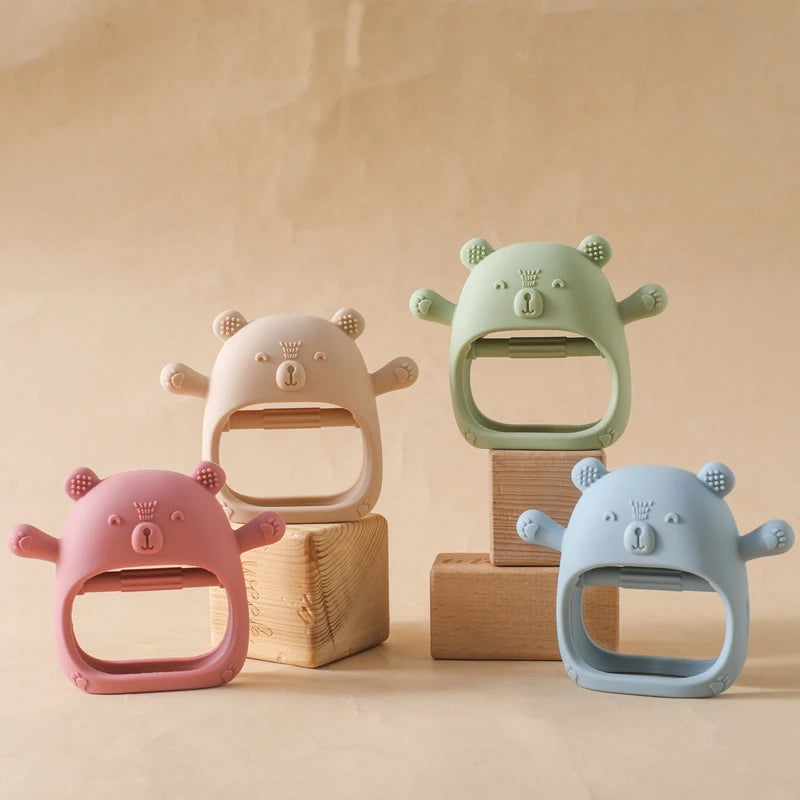 Baby Teething Mittens – BPA-Free Silicone Teether Gloves (Bear Design)