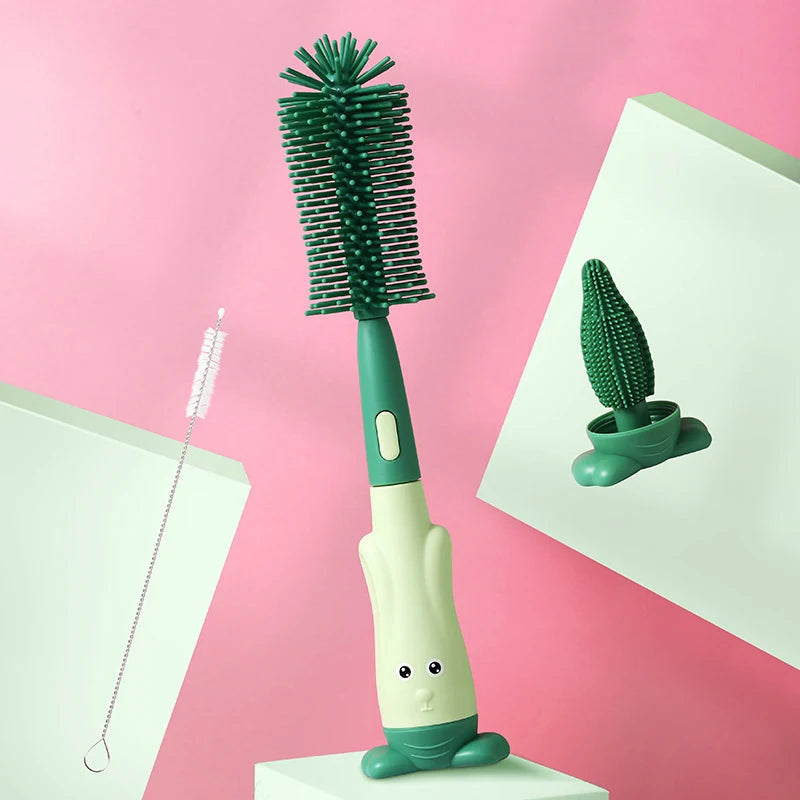 3-in-1 Silicone Baby Bottle Brush Set – BPA-Free, Soft & Hygienic Cleaning Kit