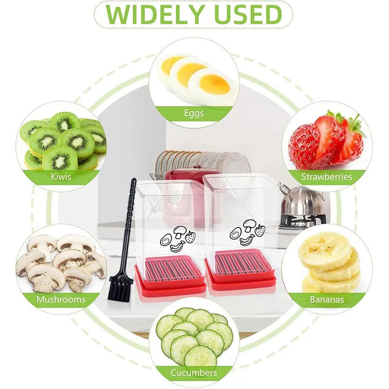 Multi-Fruit Speed Slicer with Safety Push Plate – Kitchen Essential for Perfect, Uniform Cuts