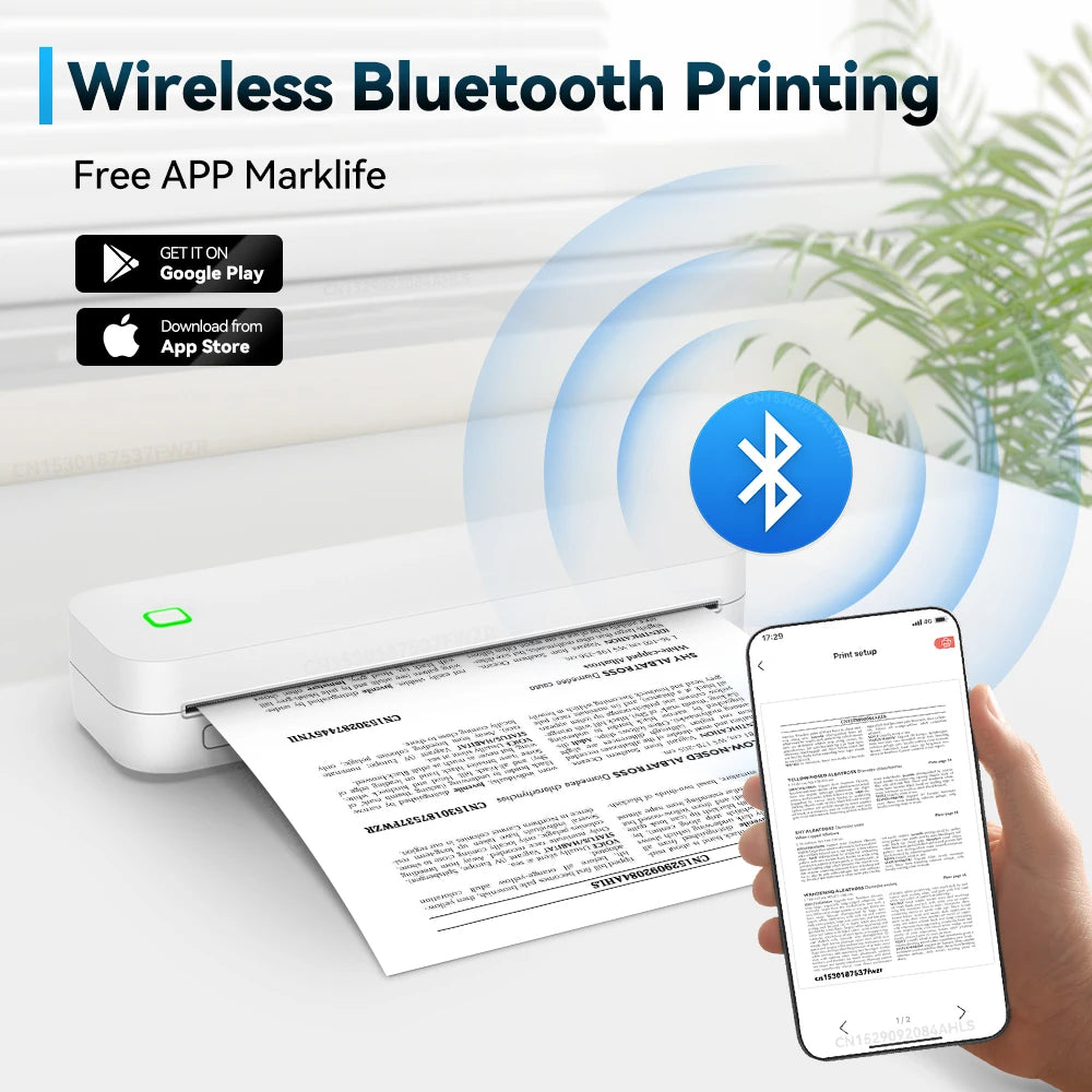 Portable Mini A4 Thermal Printer – Ink-Free Printing for On-the-Go Convenience!