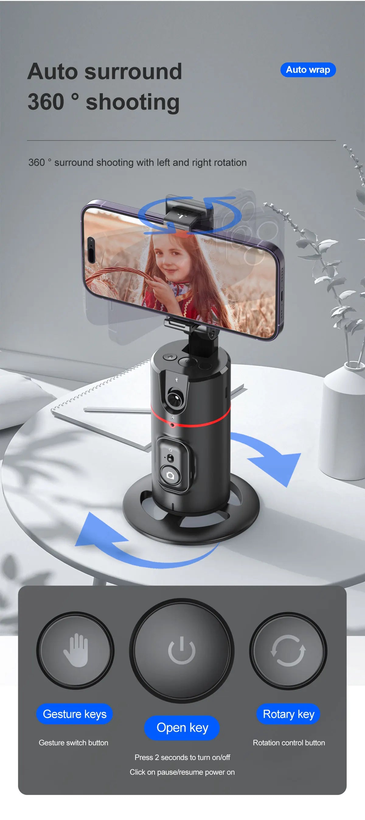 360° Auto-Tracking Phone Holder – Your Perfect Vlog & Live Streaming Companion