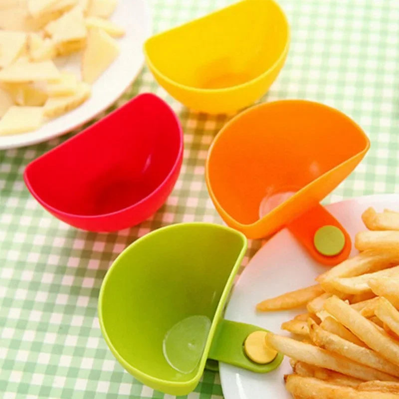 4-Piece Clip-On Condiment Bowls Set – Space-Saving Sauce Dishes for Neat & Tidy Kitchen Organisation