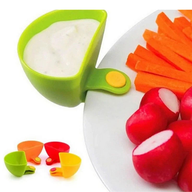 4-Piece Clip-On Condiment Bowls Set – Space-Saving Sauce Dishes for Neat & Tidy Kitchen Organisation