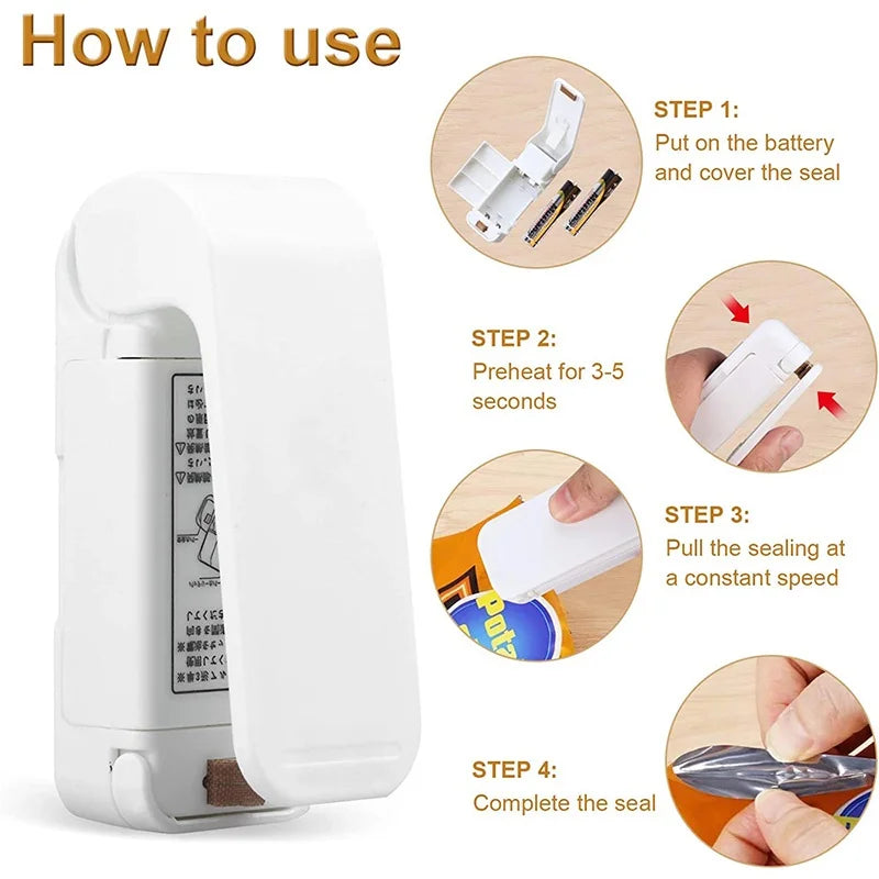Mini Heat Sealer Machine – Portable Bag Closer for Food, Snacks & Storage (Battery/USB Powered)
