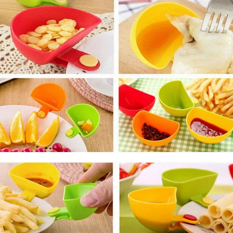 4-Piece Clip-On Condiment Bowls Set – Space-Saving Sauce Dishes for Neat & Tidy Kitchen Organisation