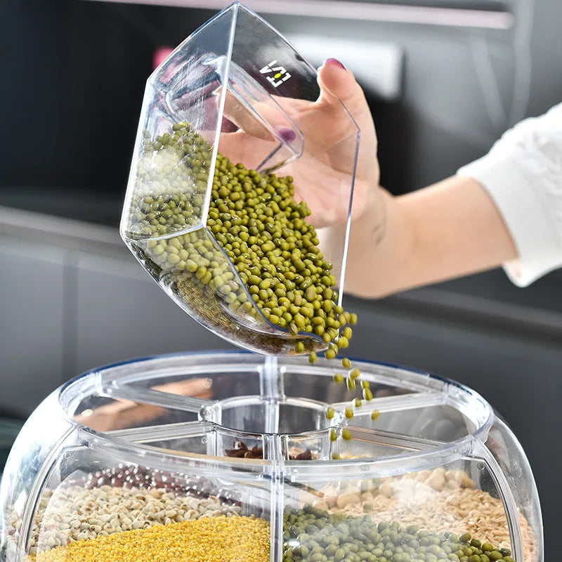 360° Rotating Rice & Grain Dispenser – Smart, Sealed Kitchen Storage