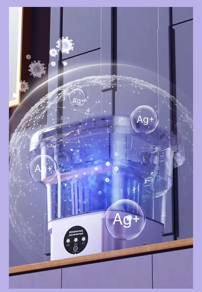 8L Portable Foldable Washing Machine with Spin Dryer – Compact and Convenient Laundry Solution!
