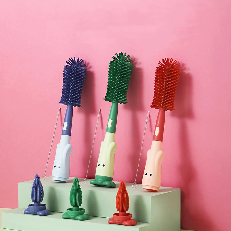 3-in-1 Silicone Baby Bottle Brush Set – BPA-Free, Soft & Hygienic Cleaning Kit