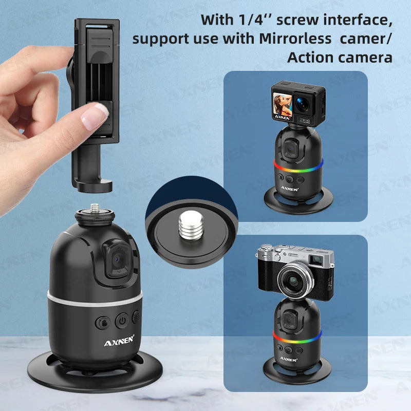360° Auto Face Tracking Phone Holder – Foldable, Gesture-Controlled Stand for Vlogging & Live Streaming