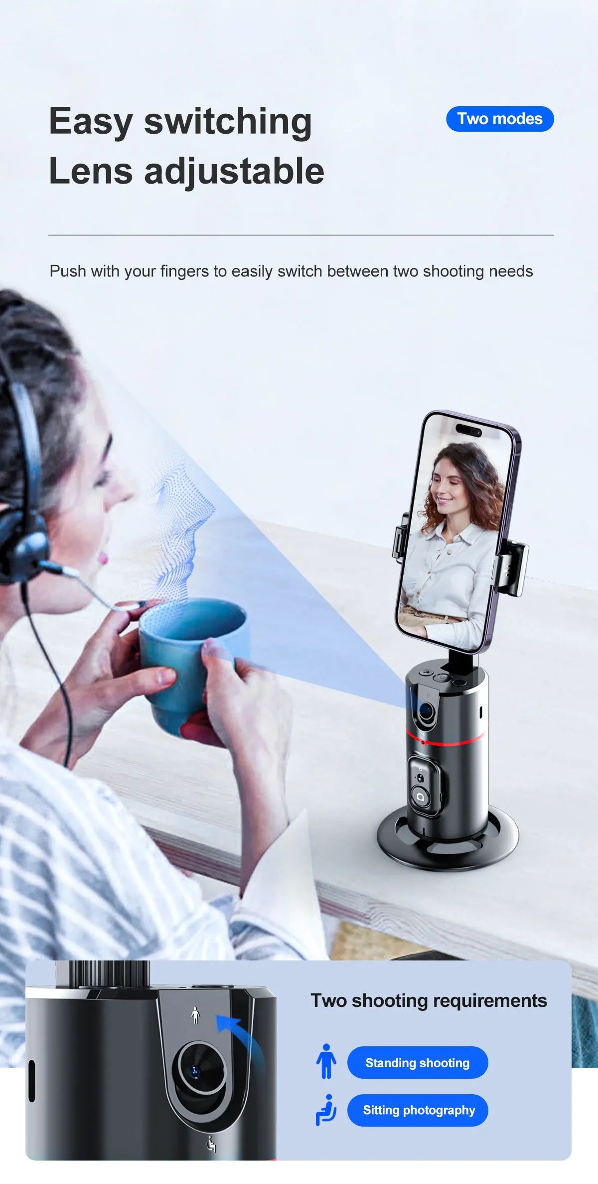 360° Auto-Tracking Phone Holder – Your Perfect Vlog & Live Streaming Companion