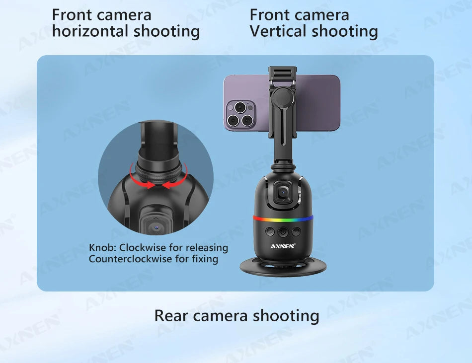 360° Auto Face Tracking Phone Holder – Foldable, Gesture-Controlled Stand for Vlogging & Live Streaming