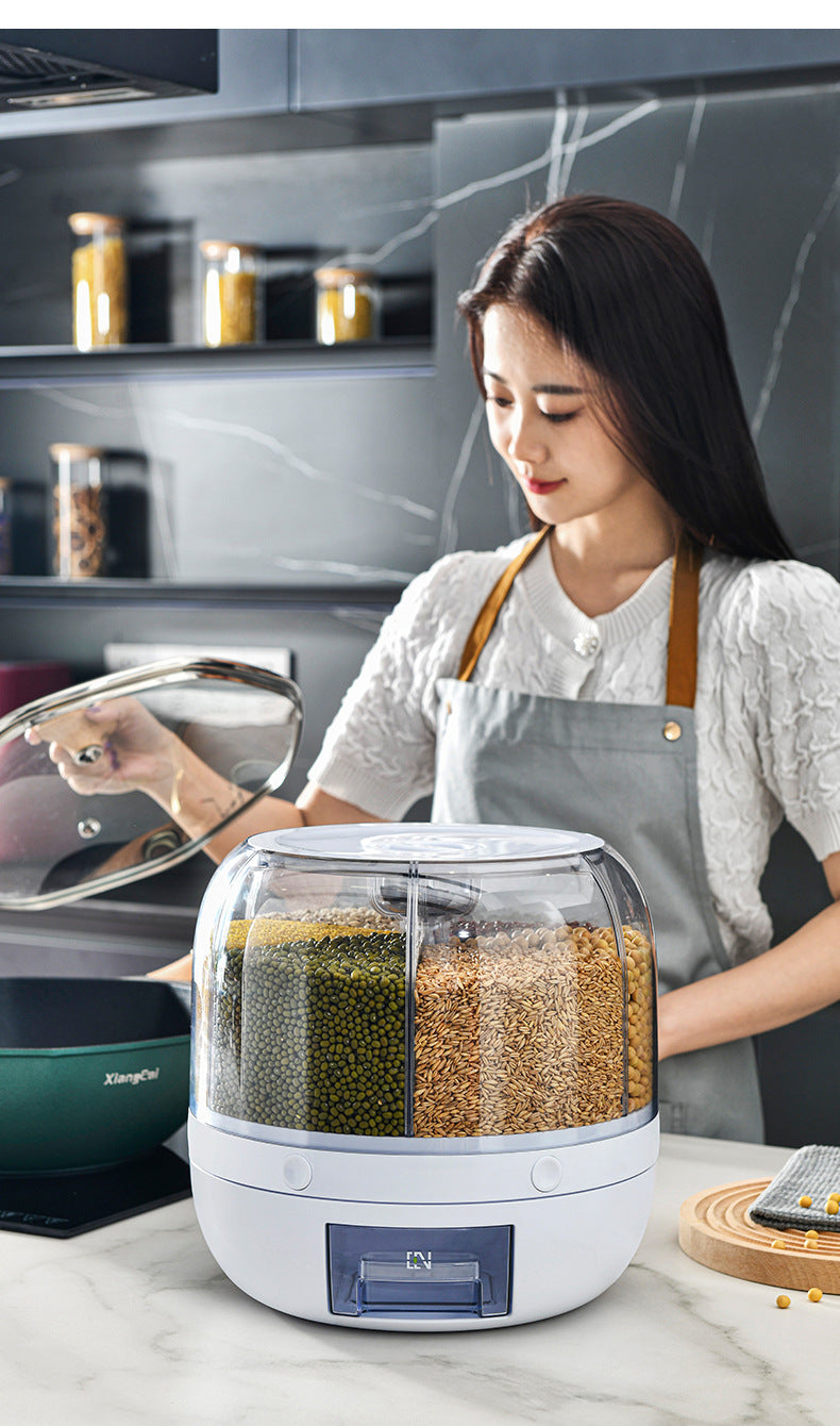 360° Rotating Rice & Grain Dispenser – Smart, Sealed Kitchen Storage