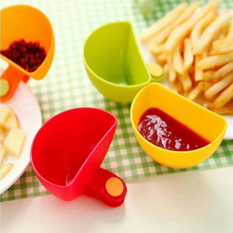 4-Piece Clip-On Condiment Bowls Set – Space-Saving Sauce Dishes for Neat & Tidy Kitchen Organisation