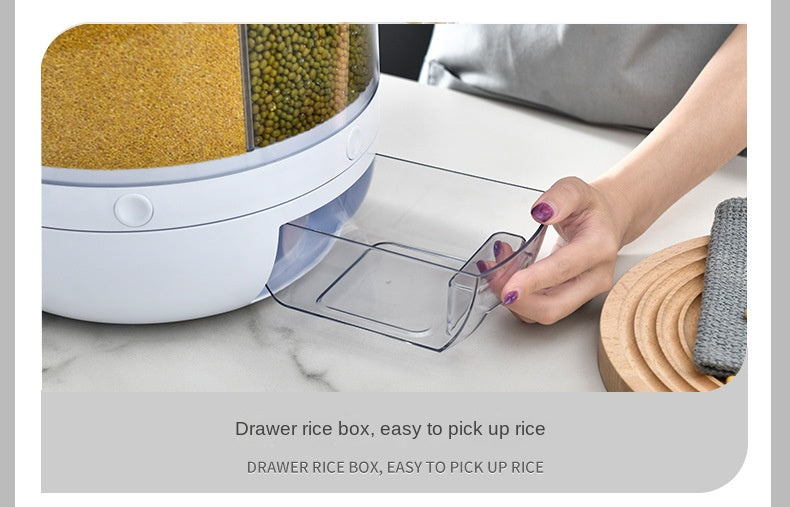 360° Rotating Rice & Grain Dispenser – Smart, Sealed Kitchen Storage