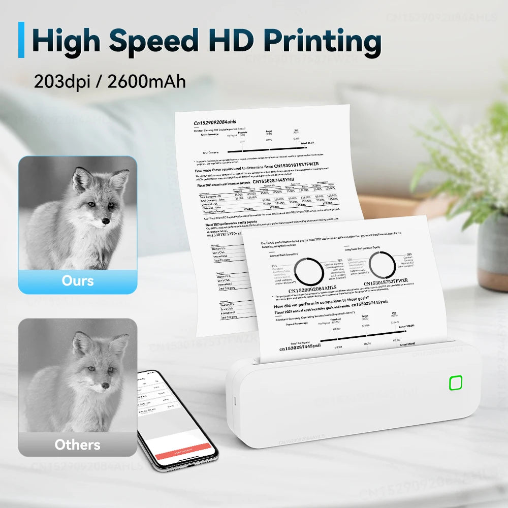 Portable Mini A4 Thermal Printer – Ink-Free Printing for On-the-Go Convenience!