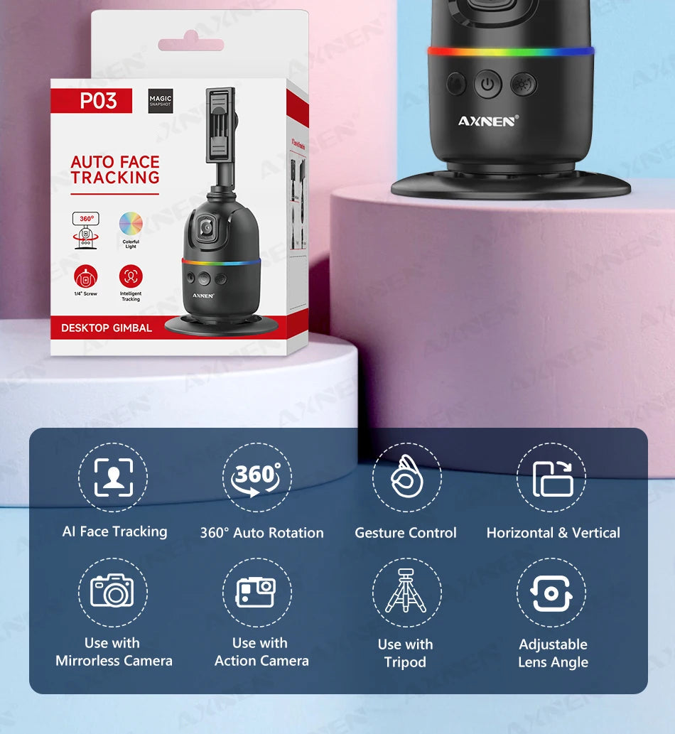 360° Auto Face Tracking Phone Holder – Foldable, Gesture-Controlled Stand for Vlogging & Live Streaming
